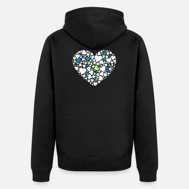 MULTI HEARTS IN EINEM HERZEN - Unisex Premium Bio Zip Hoodie - Schwarz