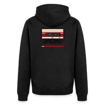 Cassette with pencil - Unisex Premium Organic Zip Hoodie - black - Back - Nico (187cm)