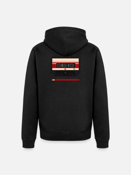 Kasette mit Bleistift - Unisex Premium Bio Zip Hoodie - Schwarz