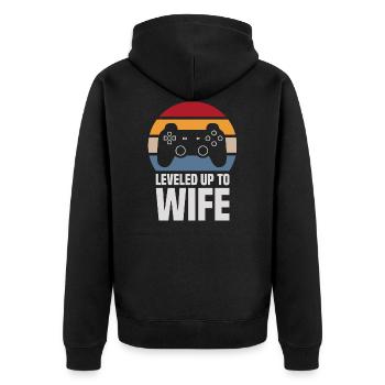 Leveled Up To Wife Hochzeit Heirat Gaming Gamer - Unisex Premium Bio Zip Hoodie - Schwarz - Hinten - Nico (187cm)
