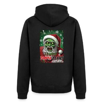 Zombie Zanta Claus Ugly Sweater XMAS - Unisex Premium Bio Zip Hoodie - Schwarz - Hinten - Nico (187cm)