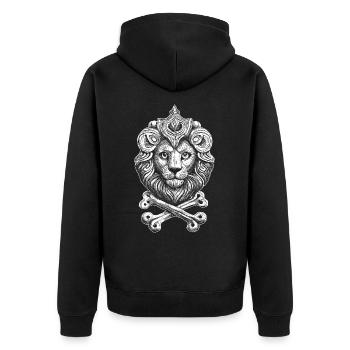 Cool lion skull shirt for little adventurers - Unisex Premium Organic Zip Hoodie - black - Back - Nico (187cm)