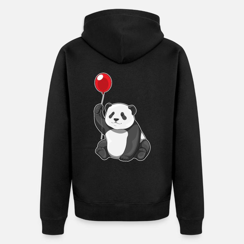 Panda Luftballon - Unisex Premium Bio Zip Hoodie - Schwarz