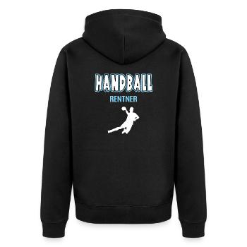 Handball Rentner Rente Ruhestand Handballer Sport - Unisex Premium Bio Zip Hoodie - Schwarz - Hinten - Nico (187cm)