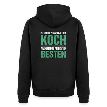 Anyone can study - Koch Edition - Unisex Premium Organic Zip Hoodie - black - Back - Nico (187cm)