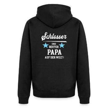 Schlosser Bester Papa Vatertag Geburtstag - Unisex Premium Bio Zip Hoodie - Schwarz - Hinten - Nico (187cm)