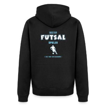 Bester Futsal Spieler Futsaler Futsalspieler - Unisex Premium Bio Zip Hoodie - Schwarz - Hinten - Nico (187cm)