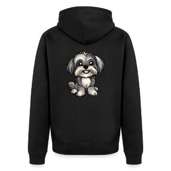 Havanese Hund Niedlich - Unisex Premium Bio Zip Hoodie - Schwarz - Hinten - Nico (187cm)