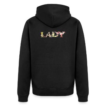 LADY - Unisex Premium Bio Zip Hoodie - Schwarz - Hinten - Nico (187cm)