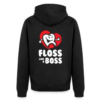 Floss like a Bos - Unisex Premium Organic Zip Hoodie - black - Back - Nico (187cm)