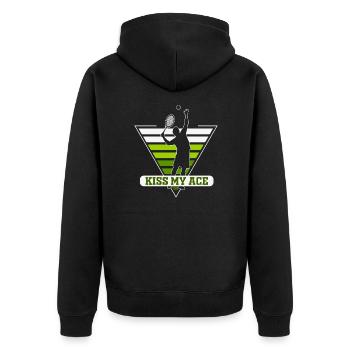 Kiss my Ace Funny Tennis Retro Sunset - Unisex Premium Organic Zip Hoodie - black - Back - Nico (187cm)