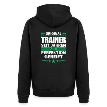 Trainers matured to perfection - Unisex Premium Organic Zip Hoodie - black - Back - Nico (187cm)