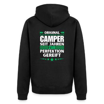 Camper matured to perfection - Unisex Premium Organic Zip Hoodie - black - Back - Nico (187cm)
