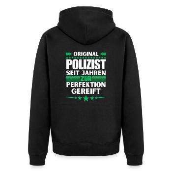 Policeman matured to perfection - Unisex Premium Organic Zip Hoodie - black - Back - Nico (187cm)