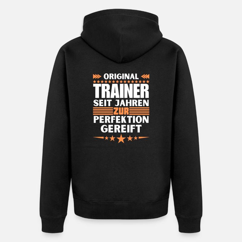 Zur Perfektion gereifter Trainer - Unisex Premium Bio Zip Hoodie - Schwarz