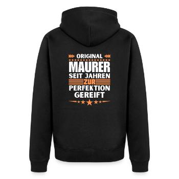 Masons matured to perfection - Unisex Premium Organic Zip Hoodie - black - Back - Nico (187cm)