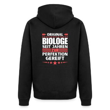 Biologist matured to perfection - Unisex Premium Organic Zip Hoodie - black - Back - Nico (187cm)