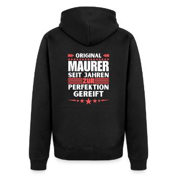 Masons matured to perfection - Unisex Premium Organic Zip Hoodie - black - Back - Nico (187cm)