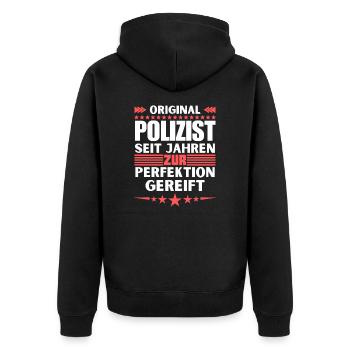 Policeman matured to perfection - Unisex Premium Organic Zip Hoodie - black - Back - Nico (187cm)
