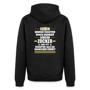 Ni poète ni penseur, mais joueur - Veste à capuche bio Premium Unisexe - noir - Dos - Nico (187cm)