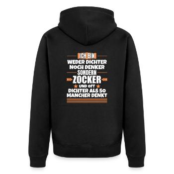 Ni poète ni penseur, mais joueur - Veste à capuche bio Premium Unisexe - noir - Dos - Nico (187cm)