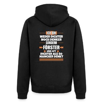 Neither poet nor thinker, but forester - Unisex Premium Organic Zip Hoodie - black - Back - Nico (187cm)
