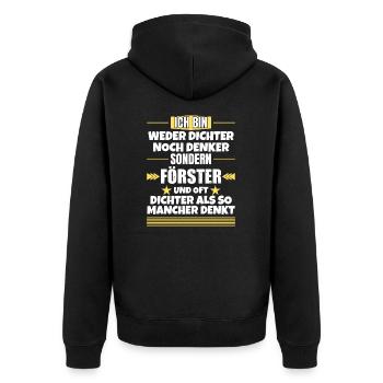 Ni poète ni penseur, mais forestier - Veste à capuche bio Premium Unisexe - noir - Dos - Nico (187cm)