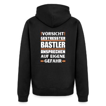 Don't talk to stressed hobbyists! - Unisex Premium Organic Zip Hoodie - black - Back - Nico (187cm)