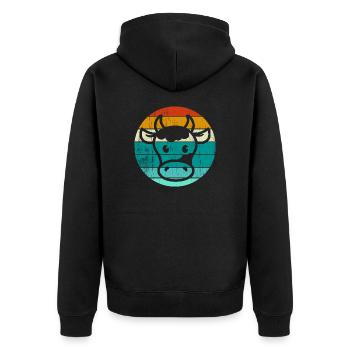 Kuh Gesicht Lustig Bauernhof Almabtrieb Viehscheid - Unisex Premium Bio Zip Hoodie - Schwarz - Hinten - Nico (187cm)