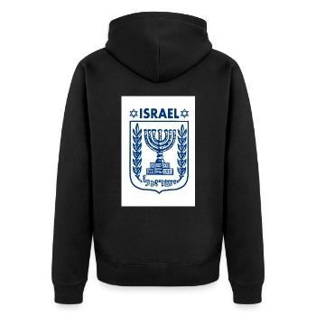 Israel logo Wappen - Unisex Premium Bio Zip Hoodie - Schwarz - Hinten - Nico (187cm)