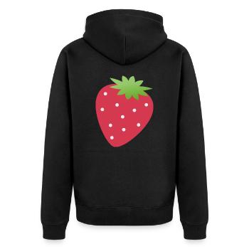 Erdbeere - Unisex Premium Bio Zip Hoodie - Schwarz - Hinten - Nico (187cm)