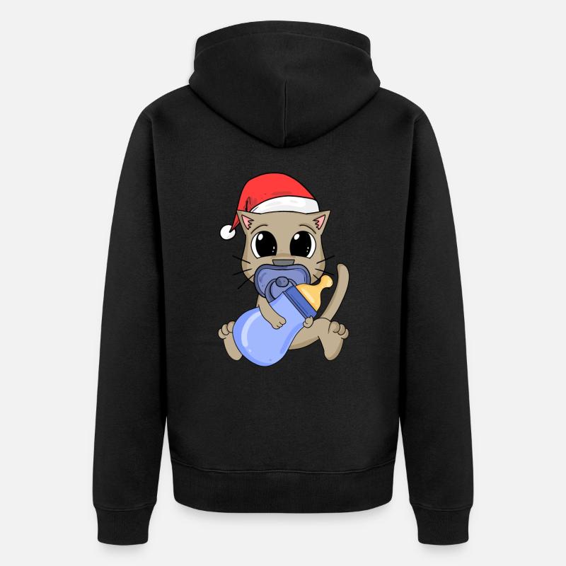 Chat Bébé Noël - Veste à capuche bio Premium Unisexe - noir