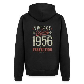 Alter der Perfektion 1956 Geburtstag 66 Jahre - Unisex Premium Bio Zip Hoodie - Schwarz - Hinten - Nico (187cm)