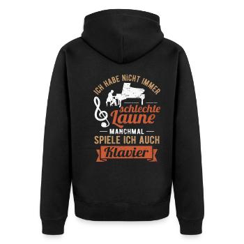 Pianist Klavierspieler Musiker Klavier - Unisex Premium Bio Zip Hoodie - Schwarz - Hinten - Nico (187cm)
