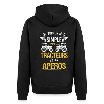 Apéro Tracteur Et Bon Vivant - Veste à capuche bio Premium Unisexe - noir - Dos - Nico (187cm)