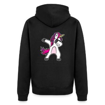 Einhorn Dabbing - Fantastisch Lustiges Design - Unisex Premium Bio Zip Hoodie - Schwarz - Hinten - Nico (187cm)
