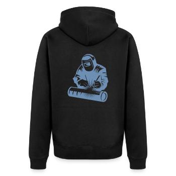 Welder silhouette during arc welding - Unisex Premium Organic Zip Hoodie - black - Back - Nico (187cm)