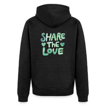 Partagez l’amour - rendez le monde meilleur - Veste à capuche bio Premium Unisexe - noir - Dos - Nico (187cm)