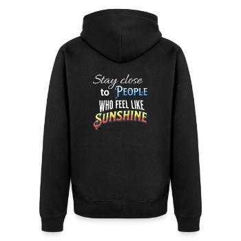 Stay close to people who feel like sunshine - Unisex Premium Organic Zip Hoodie - black - Back - Nico (187cm)