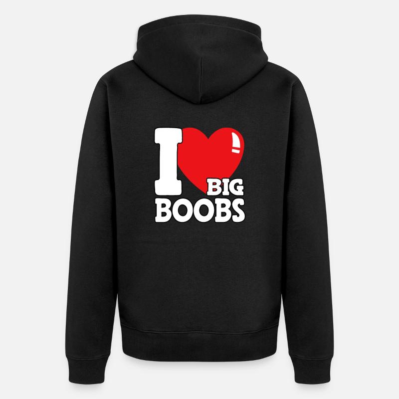 J’adore les gros seins - Veste à capuche bio Premium Unisexe - noir
