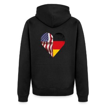 USA Germany Heart - Dual Citizenship Design - Unisex Premium Bio Zip Hoodie - Schwarz - Hinten - Nico (187cm)