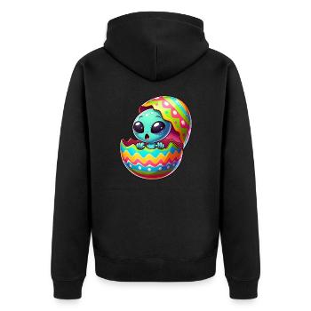 Colorful Alien Easter Egg Hatching Design - Unisex Premium Organic Zip Hoodie - black - Back - Nico (187cm)