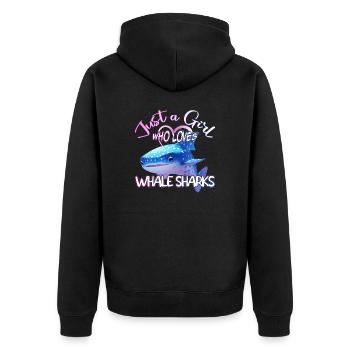 Just a Girl who loves Whale Sharks - Scuba diving - Unisex Premium Bio Zip Hoodie - Schwarz - Hinten - Nico (187cm)