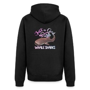 Just a Girl who loves Whale Sharks - Scuba diving - Unisex Premium Bio Zip Hoodie - Schwarz - Hinten - Nico (187cm)