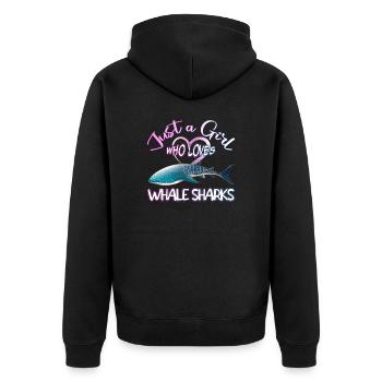 Just a Girl who loves Whale Sharks - Scuba diving - Unisex Premium Bio Zip Hoodie - Schwarz - Hinten - Nico (187cm)