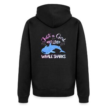 Just a Girl who loves Whale Sharks - Scuba diving - Unisex Premium Bio Zip Hoodie - Schwarz - Hinten - Nico (187cm)