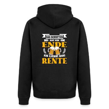 Das Schuften hat eine Ende es lebe Rente - Rentner - Unisex Premium Bio Zip Hoodie - Schwarz - Hinten - Nico (187cm)