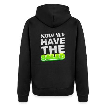 Denglish dictons cadeau je maintenant nous avons la salade - Veste à capuche bio Premium Unisexe - noir - Dos - Nico (187cm)