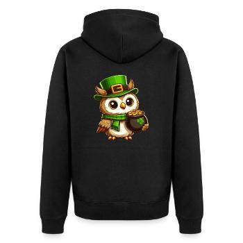 Goldene Eule St. Patricks Day - Unisex Premium Bio Zip Hoodie - Schwarz - Hinten - Nico (187cm)