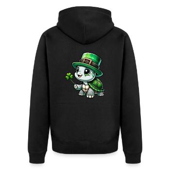 St. Patrick's Schildkröte Fest - Unisex Premium Bio Zip Hoodie - Schwarz - Hinten - Nico (187cm)